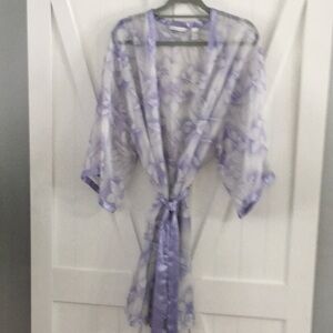 Valerie Stevens, sheer purple and white robe/cover-up. Size Medium